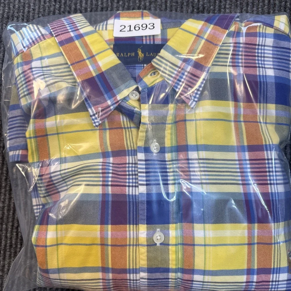 Polo Ralph Lauren Shirt 2XB Big TALL Madras Plaid Button Down Long Sleeve Preppy